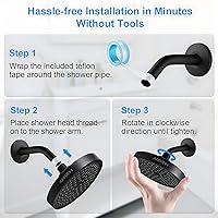 Vista 6 de High Pressure Rainfall Shower Head, 6 Inches Luxury Modern Showerhead with Perfect Adjustable Replacement, Removable Restrictor, Easy Installation