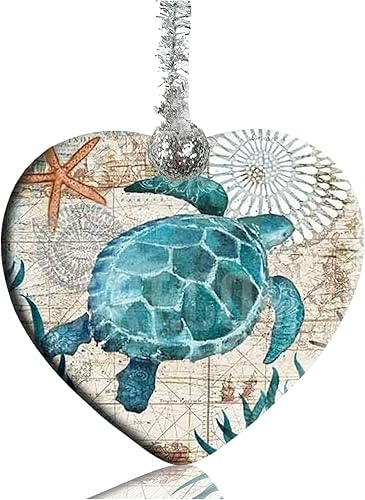 Tortuga marina adorno de cerámica adornos de Navidad adornos de vacaciones adorno creativo de porcelana adorno árbol de Navidad decoración del hogar