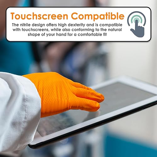 Miniatura 5 de INNOVATIVE HAUS Guantes de nitrilo de alta resistencia. Naranja 8 Mil. Compra guantes mecánico desechables. Guantes de goma mecánicos desechables.