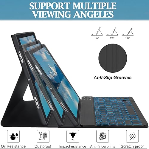 Miniatura 6 de FARYODI Funda para iPad Pro 12.9 con teclado  Inalámbrico desmontable, retroiluminación de 7 colores, soporte para lápices, parte trasera de TPU