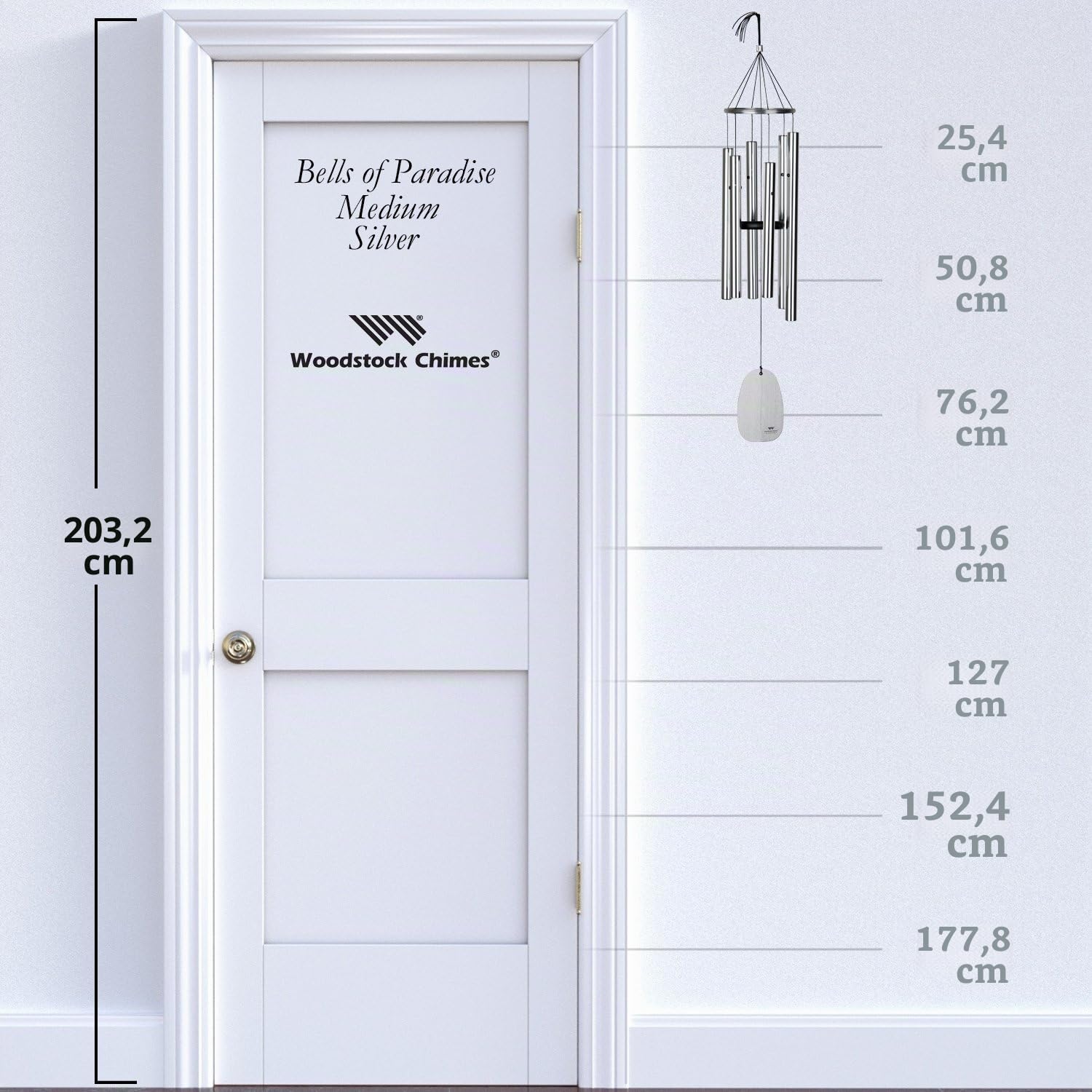 Woodstock Chimes Signature Collection, Campane del Paradiso, argento, 81,3 cm, Decor Designs, campane a vento per esterni, patio, casa o giardino (BPMS)