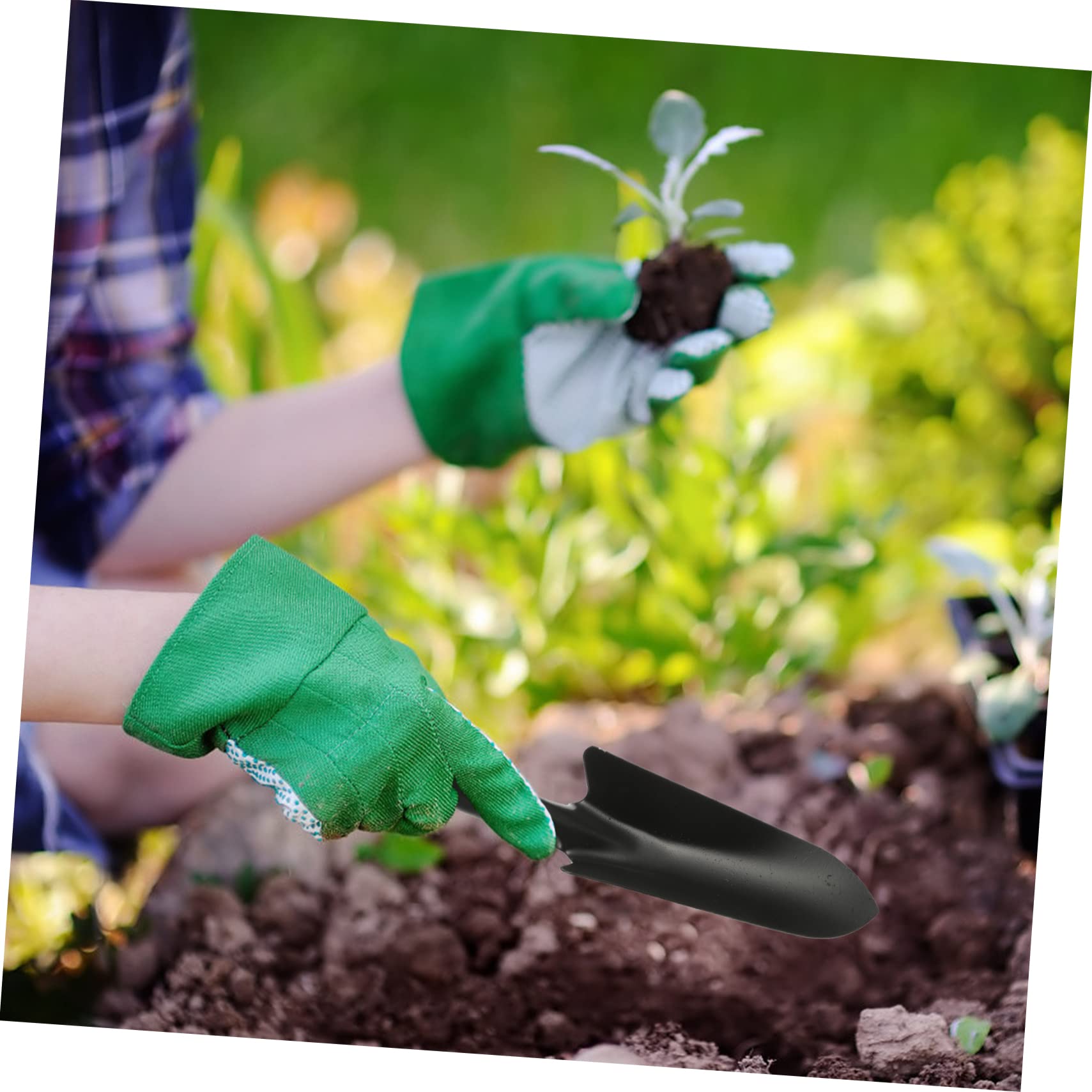 ifundom 5 Stück Multifunktionales Gartenschaufel für Floristen und Gartenarbeit Leichte Schwarze Eisenspaten mit Vinylgriff Robuste Grab und Pflanzwerkzeuge
