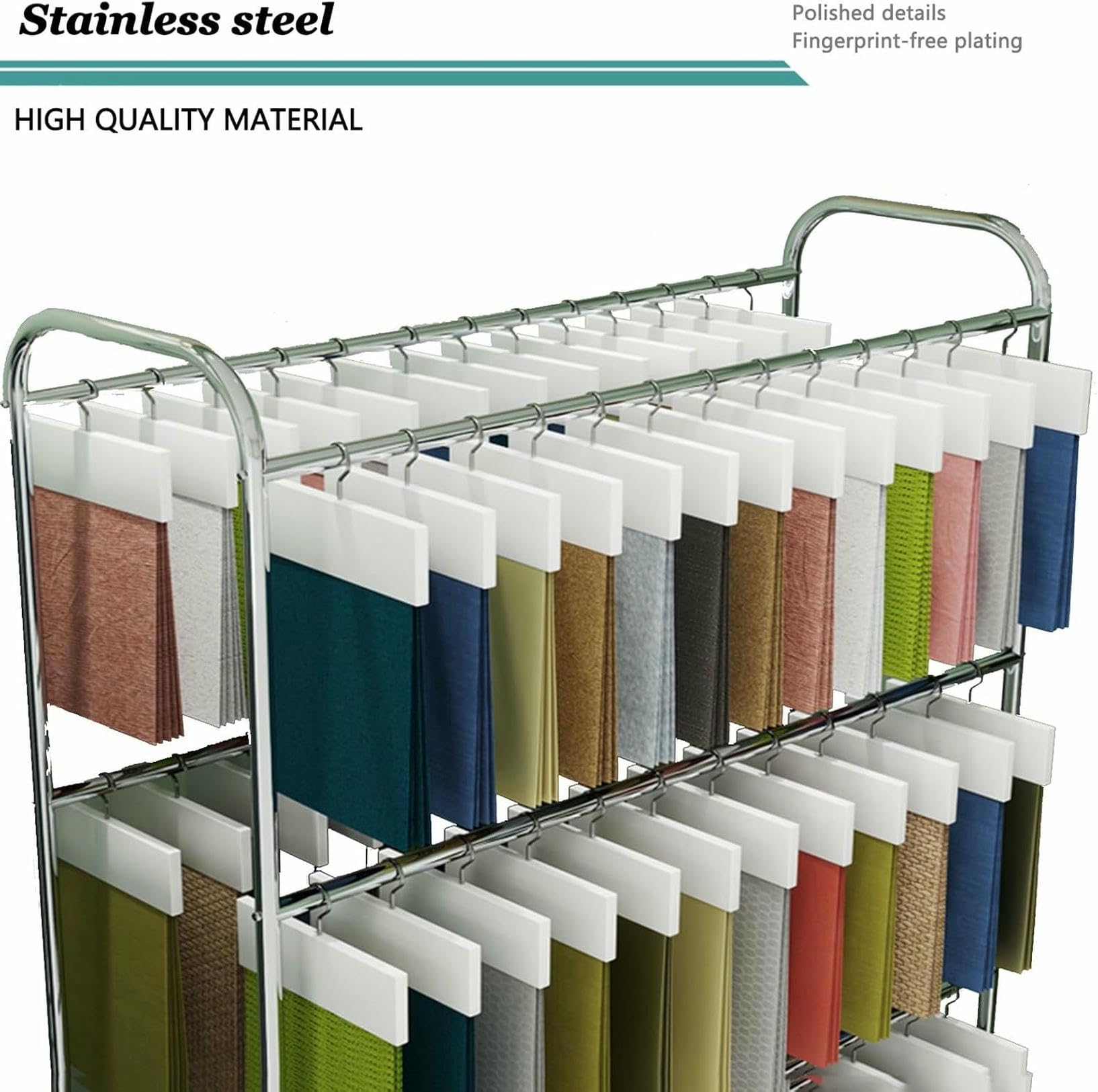 Estante de almacenamiento de rollo de tela de pie, organizador de metal para edredones, sábanas, toallas, bufandas, soporte de exhibición duradero para manualidades y almacenamiento de textiles