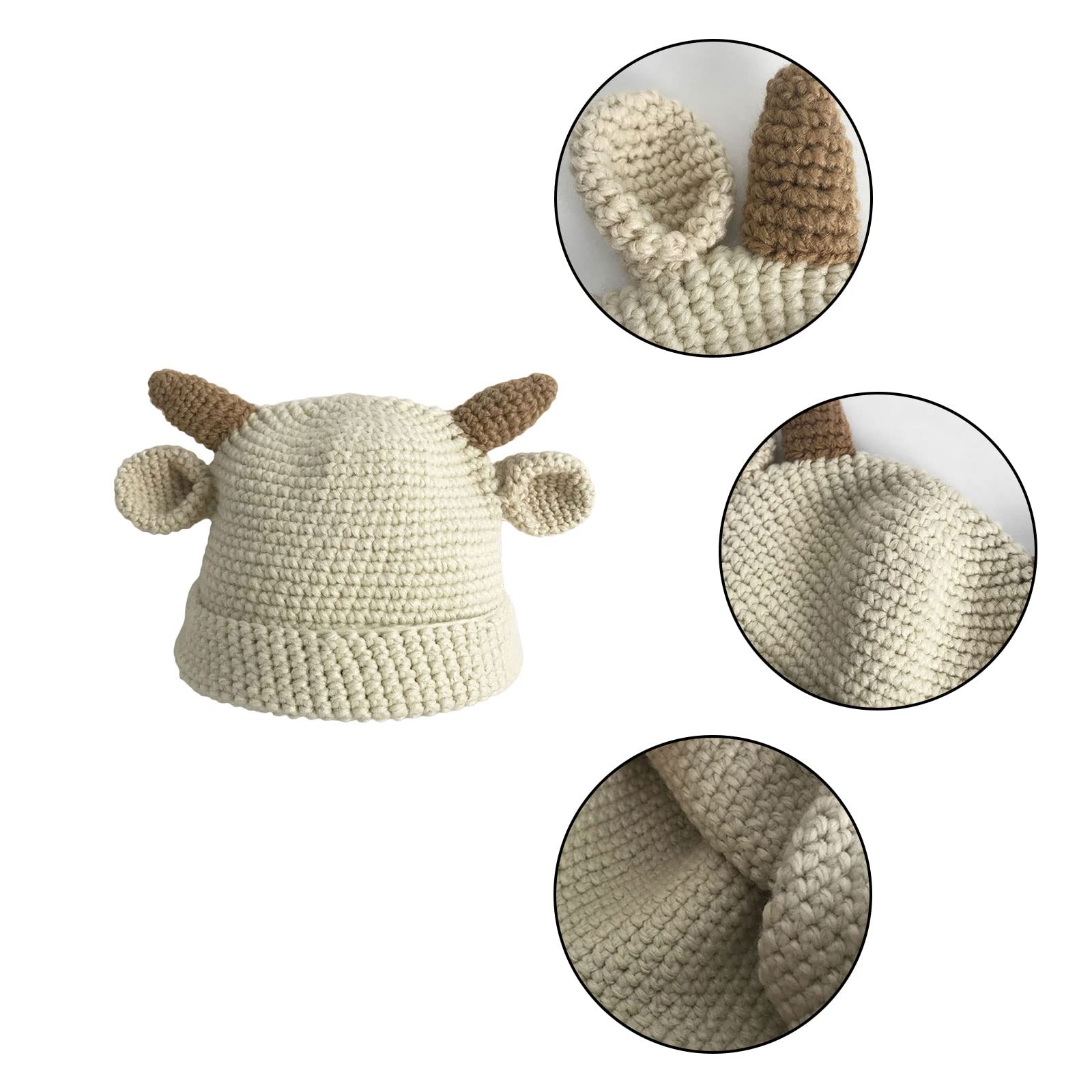 Students Acrylic Fibres Calf Horn Shape Hat Outdoor Windproof for Children Keep Warming Protect Ear Coffee