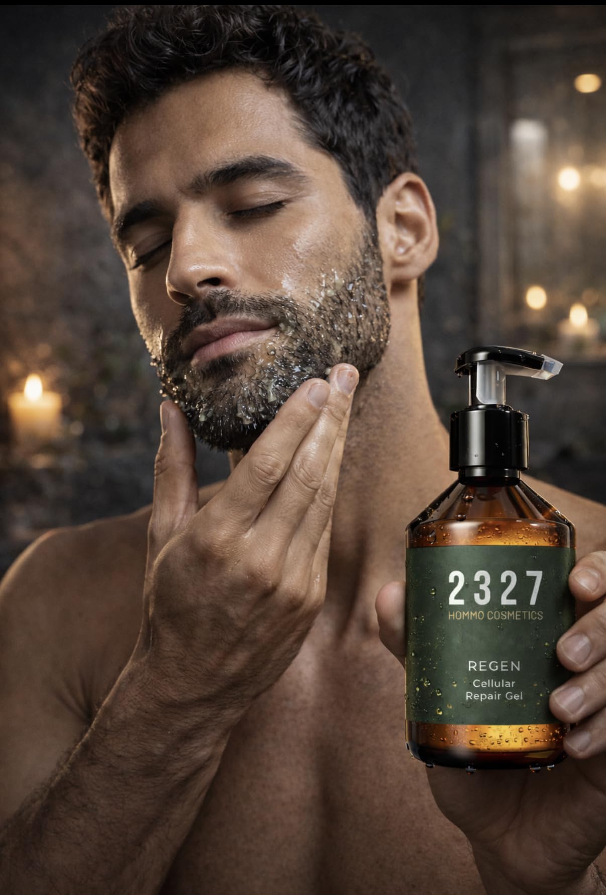 REGEN Gel Hidratante Facial Hombre Sin Grasa | Aloe Vera + Té Matcha | Piel Cansada, Cara y Barba | After Shave y Afetr Sun Refrescante | Absorción Rápida | 200 ml