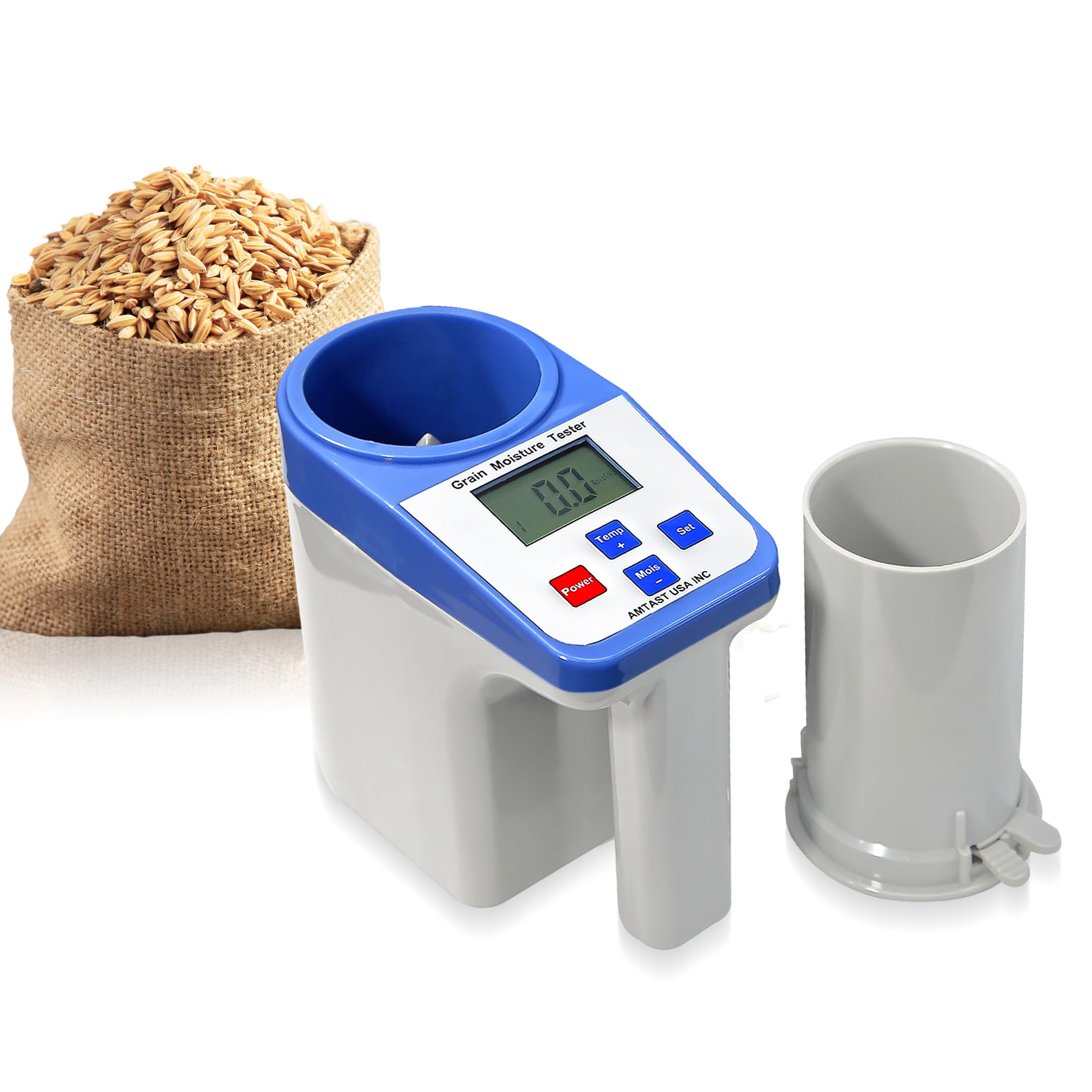AMTAST Grain Moisture Meter High Precision Grain Moisture Tester with Temperature Compensation and Data Storage Seed Moisture Meter for 16 Grains
