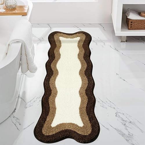 Miniatura 12 de HAOCOO Alfombras de baño naranja antideslizantes lavables, alfombra de baño de felpa suave de forma irregular antideslizante, alfombra de microfibra