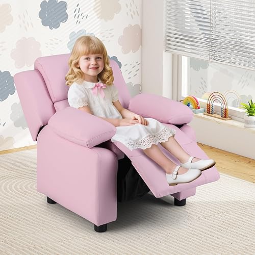 Miniatura 20 de HONEY JOY Silla reclinable para niños, silla de descanso 2 en 1 con almacenamiento para reposabrazos, reposapiés ajustable y reposacabezas, silla