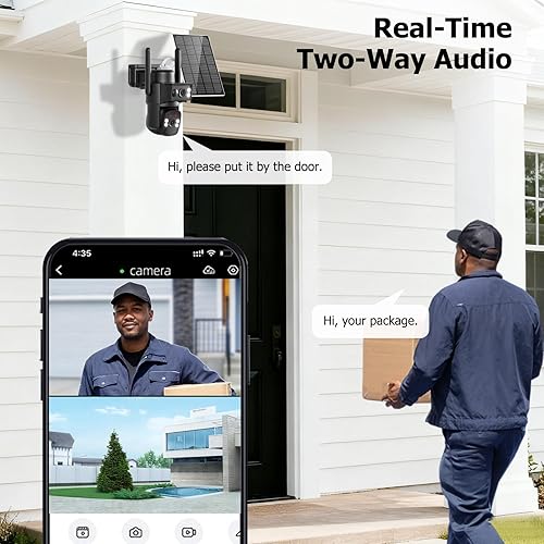 Miniatura 6 de Cámaras de seguridad solar 4K inalámbricas para exteriores 5GHz2.4Hz WiFi 6, cámara de seguridad para el hogar de doble lente 2 en 1, 360