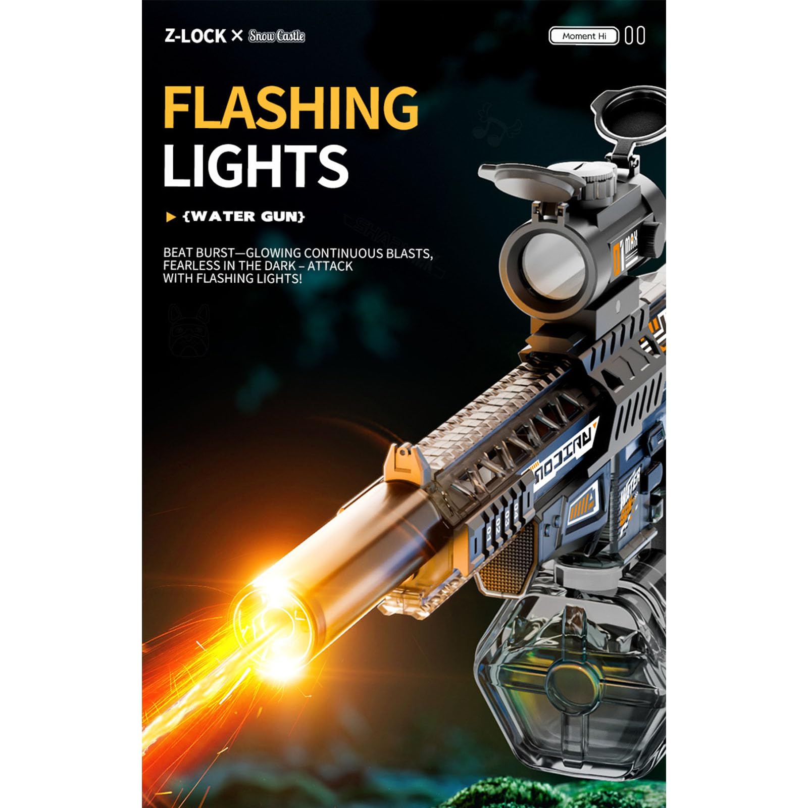 Fortschrittliches elektrisches Wasserspielzeug, hohe Kapazität, spritzend, automatische Blinklichter, perfekt Spielen Freien, leistungsstarkes Wasser, wiederaufladbar, batteriebetrieben,