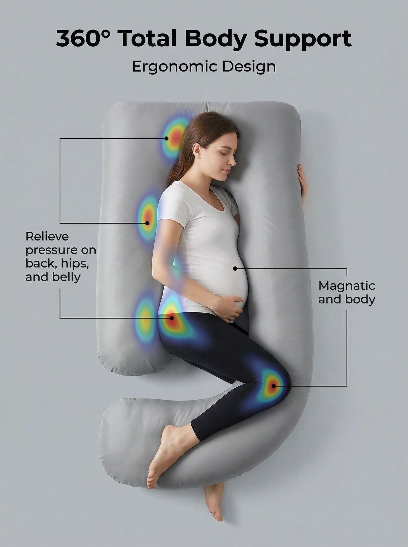 Almohada corporal de maternidad refrescante en forma de U, almohada ergonómica de verano, funda de enfriamiento de seda de hielo, almohadas de maternidad para dormir de lado y uso relajante