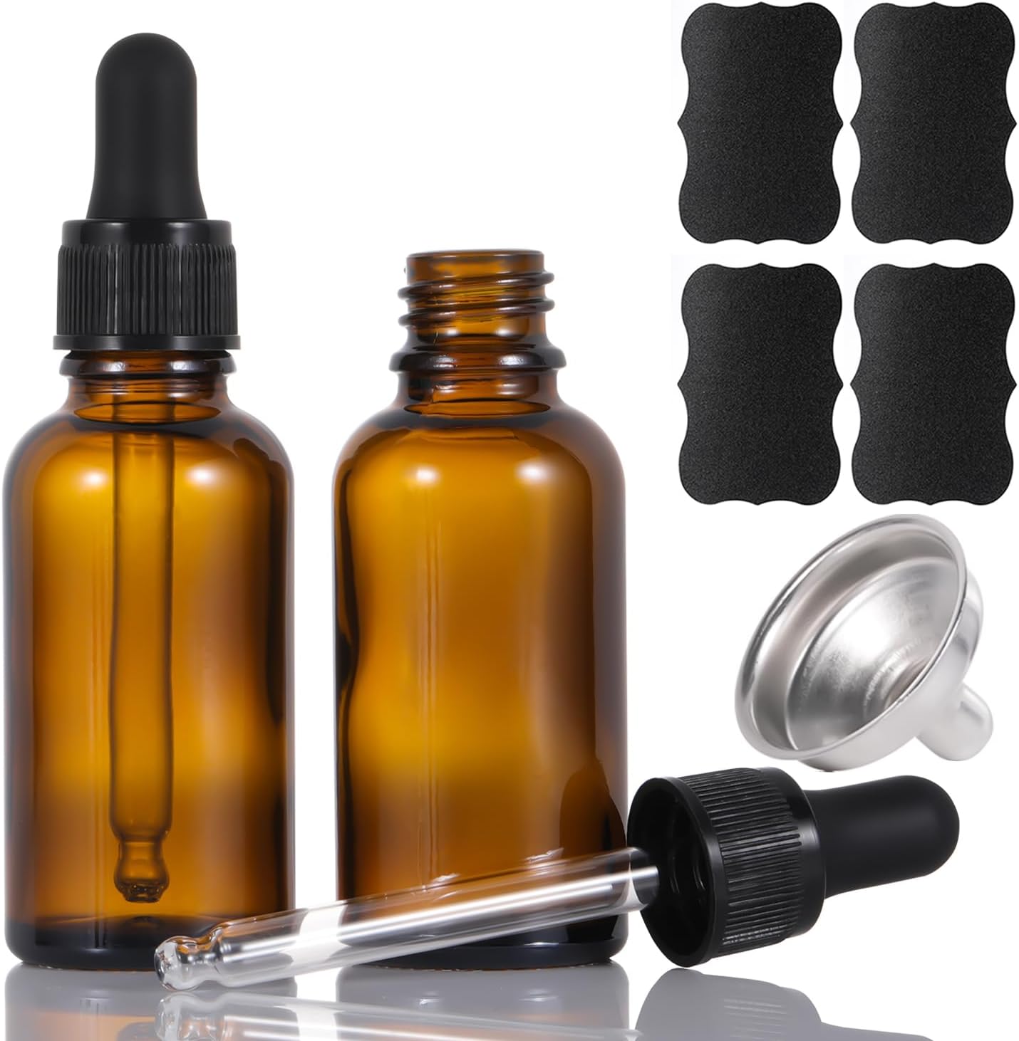 Amber Glass Dropper Bottle,2pcs 30ml Small Empty Reusable Eliquid Pipette Ear Dropper Bottles Suitable for Essential Oils Massage Perfumery Aromatherapy Laboratory Fragrances Pharmacist Bottle