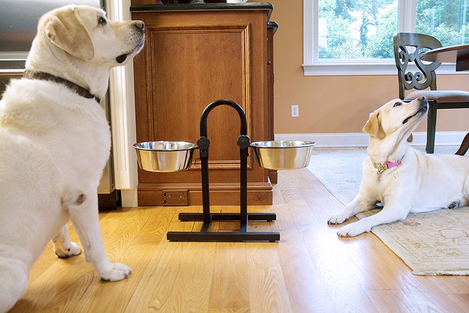 Woofy Stainless Steel Double Diner Food Bowl Stand For Dog Adjustable With 2 Bowls (U Type, Small 1600 Ml) 4
