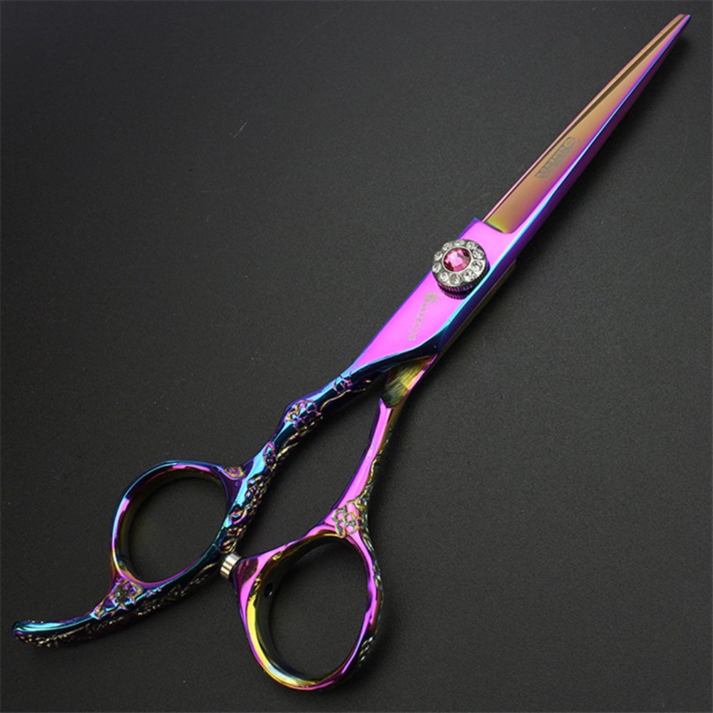 6-Zoll-Linkshänder Friseurschere Friseur Scheren Set (6 Zoll, 2 Stück-E) | Professionelle linke Hand, Styling, ergonomische Rutschschutzgriffe