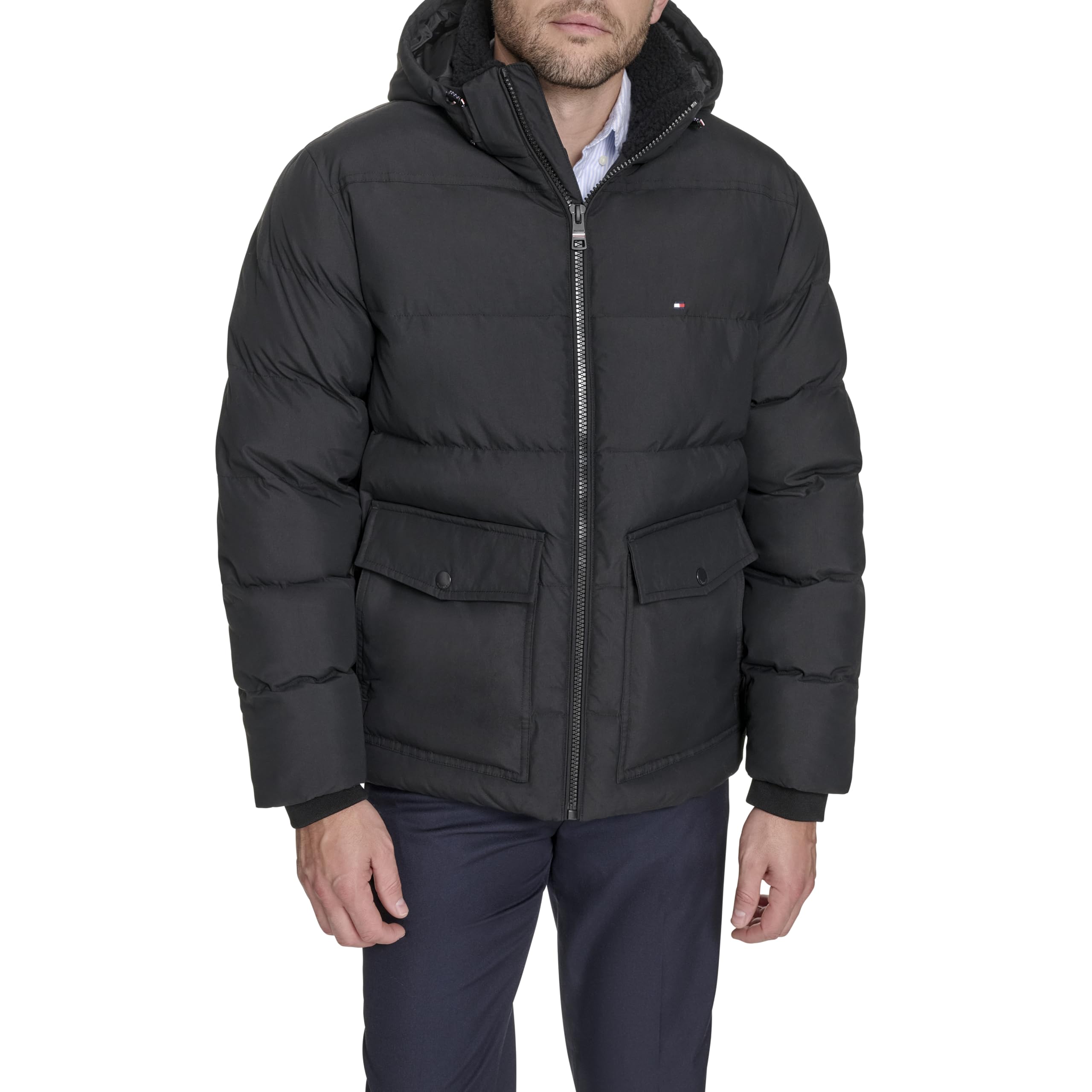 Men's Hooded Puffer With Patch Pockets