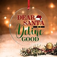 Vista 8 de Dear Santa I Can Explain - Adorno acrílico para relleno de calcetines de Navidad, adornos de Navidad de 3 pulgadas, cinturón de Papá Noel y sombrero