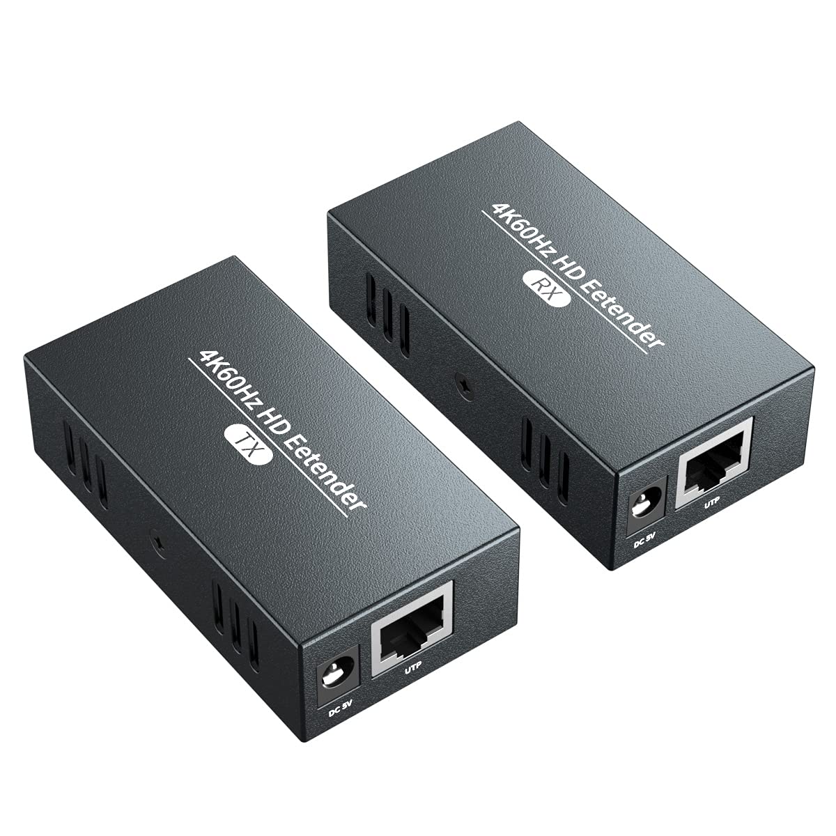 PWAYTEK Extender HDMI 4K przy 60 Hz 3D, transmisja bez kompresji do 50 m przez kabel Cat5e/Cat6/Cat7, z funkcją EDID i zasilaniem POC, w zestawie zestaw nadajnika i odbiornika (czarny 4K)