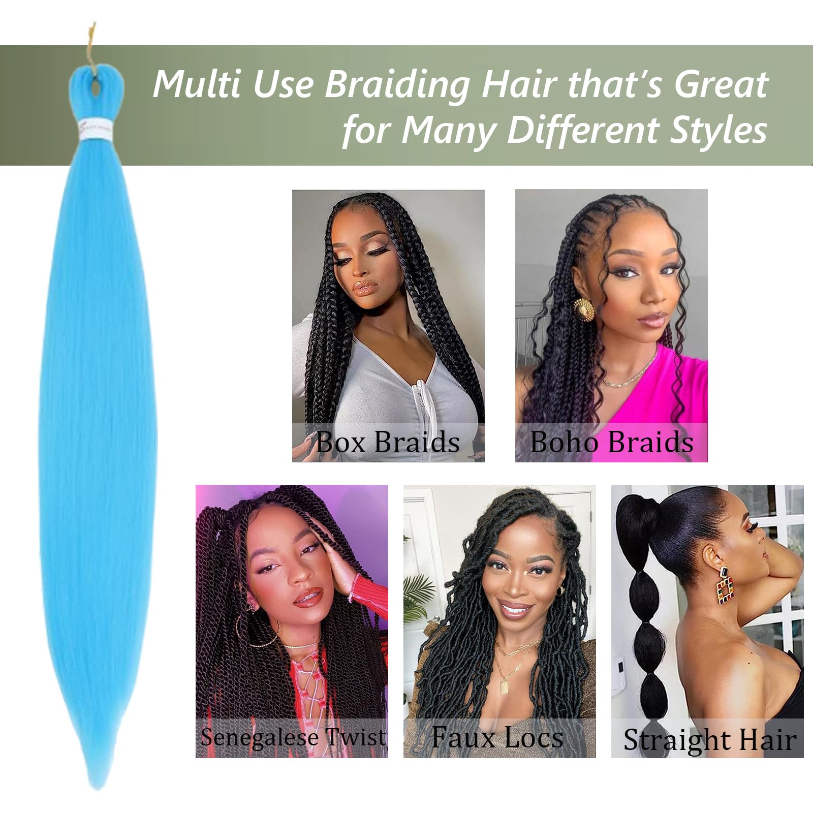 Blue Braiding Hair Pre Stretched 30 Inch 3 Packs Long Braiding Hair Extension Pre Stretched Braiding Hair Professional Synthetic Hair For Braiding Crochet Twist Braids Soft Yaki Texture(30",Blue-3P) - Image 4