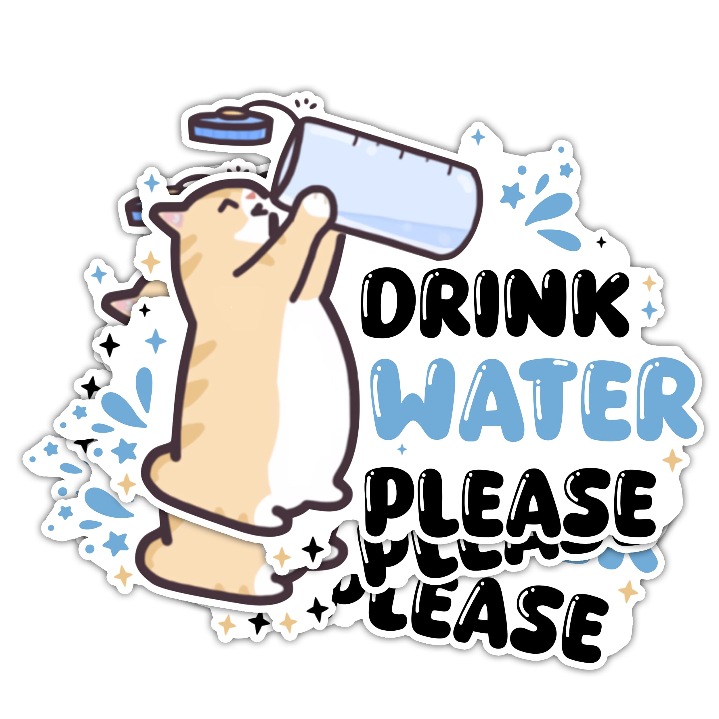 3Pcs Self Care Cat Stickers, Drink Water Cat Sticker, Funny Cat Stickers, Funny Stickers for Adults, Laptop Stickers, Vinyl Stickers for Water Bottles