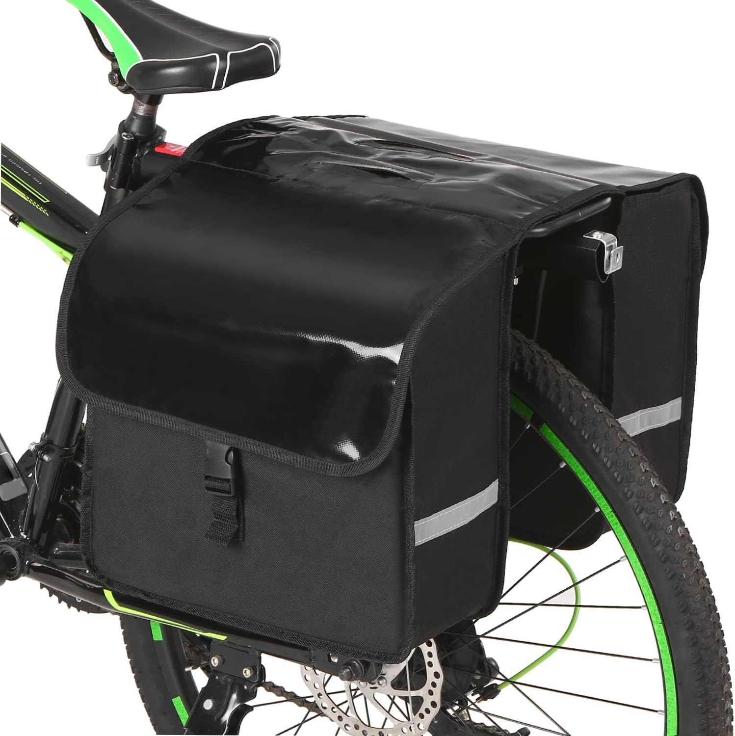 28L Water Resistant Bicycle Rear Seat Carrier Bag Rack Trunk Bags Bike Commuter Bag Pannier, Black