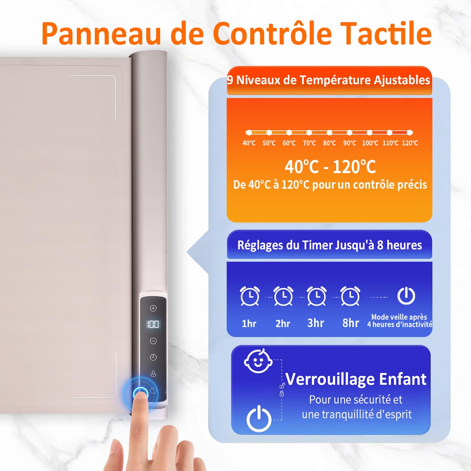 Chauffe Plat Électrique Plaque Chauffante Pliable Portable avec Température Réglable Chauffe Plat pour Aliments pour Fêtes, Buffets, Réunions de Famille, Chauffe-Assiette Alimentaire