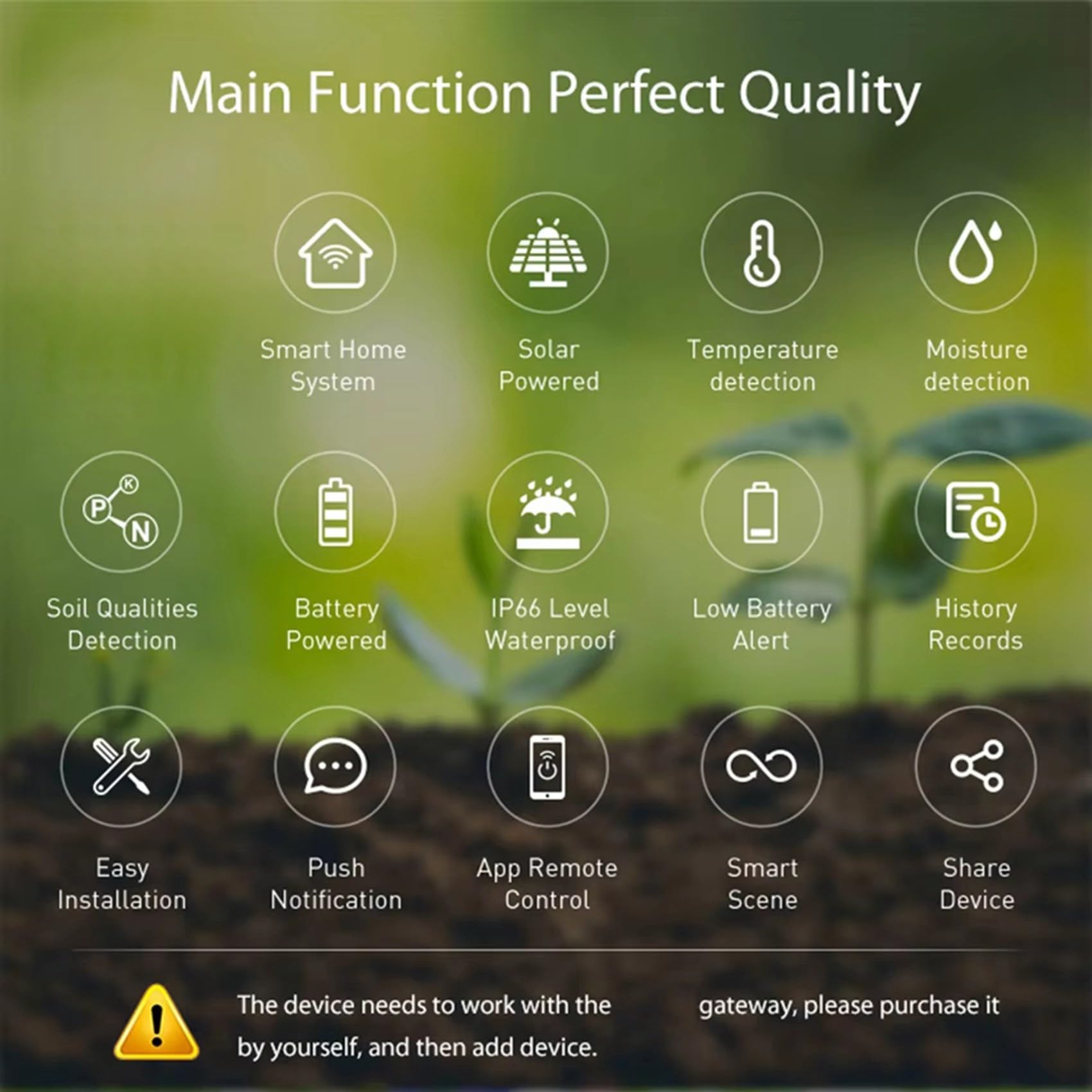 2X Sensore Solare per Terreno Tuya Zigbee per Misurazione Della Temperatura e 'Umidità del Giardinaggio Controllo APP Termometro Digitale per Terreno