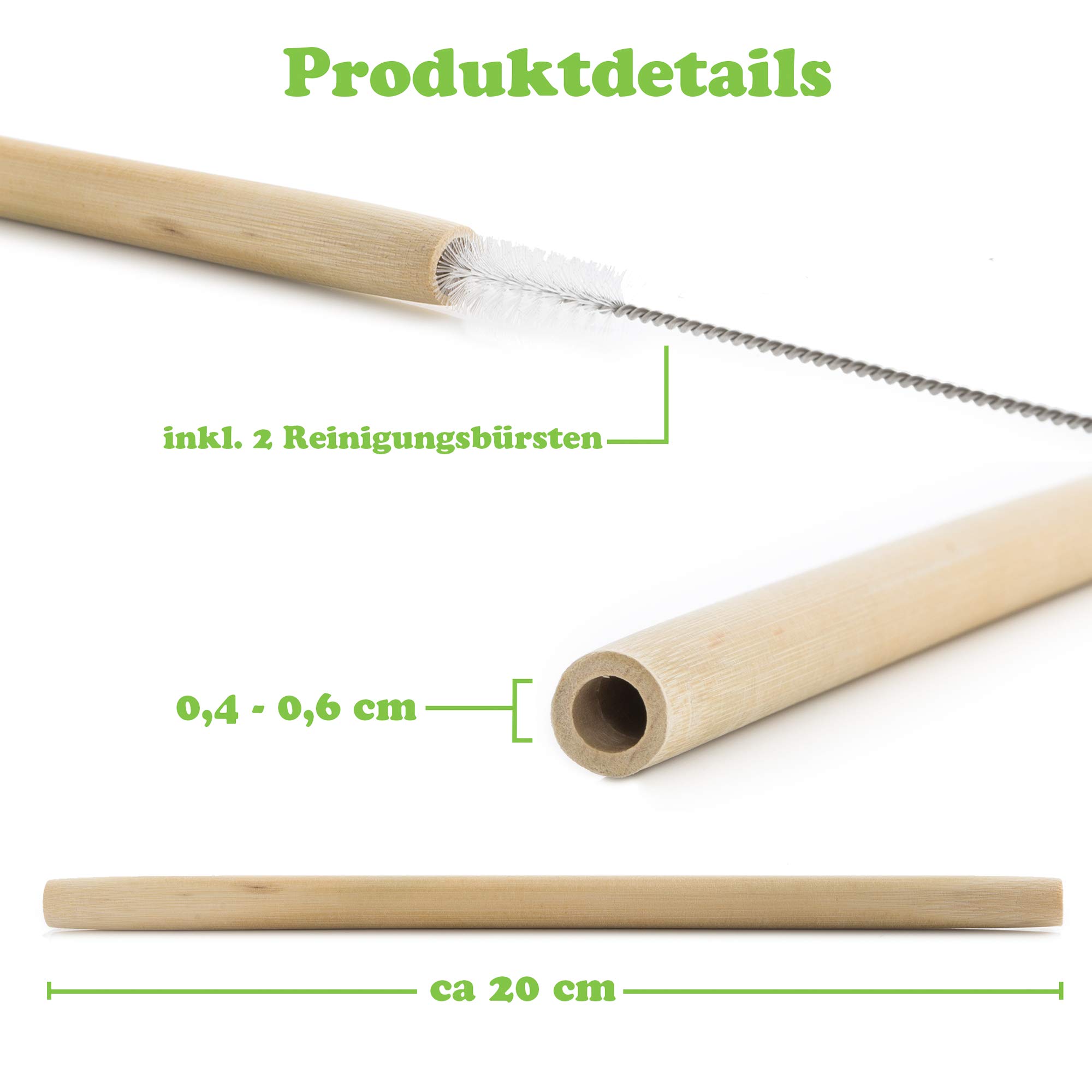 Bambus Strohhalme wiederverwendbar - 12 Stck Set Trinkhalme Bio-logisch  mit Reinigungsbrste : Amazon.de: Drogerie & Krperpflege