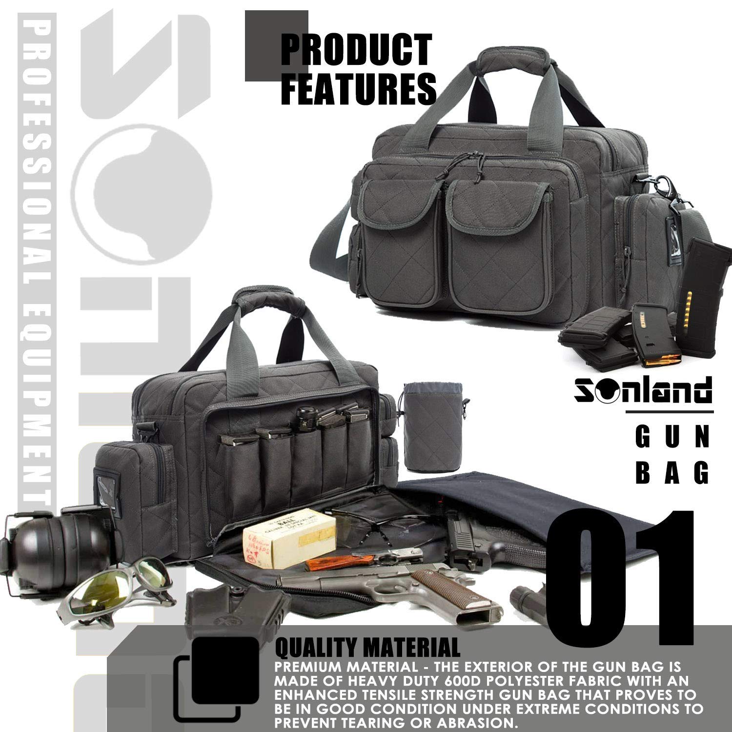 Buy Tactical Pistol Range Bags for Handguns and Ammo Gun Range Bag