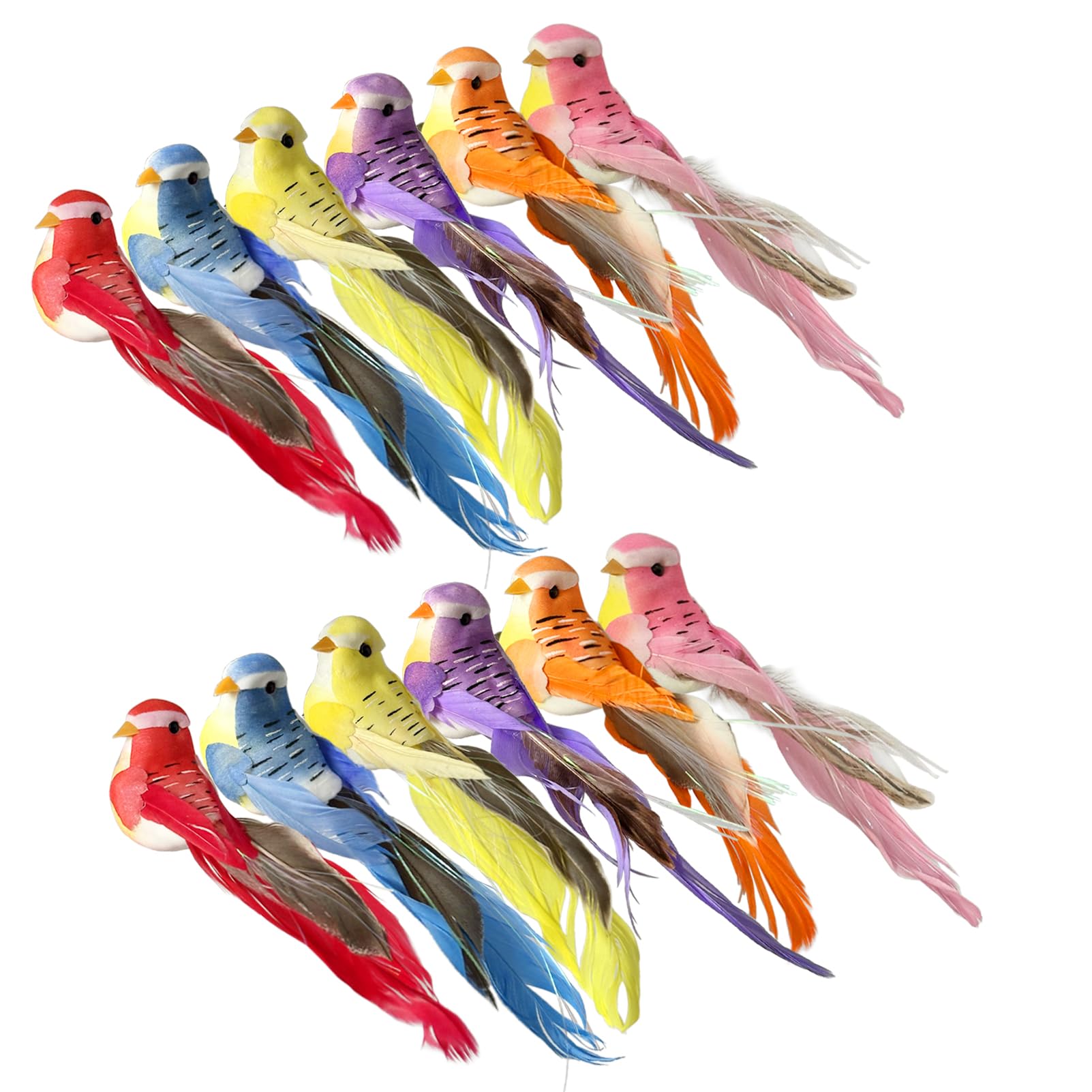 Photo 1 of 12 Pcs Artificial Birds Realistic Foam Feather Bird Clip On Garden Flower Arrangements Wedding Decor Wreath Decoration (Birds 02) (12pcs Clip)