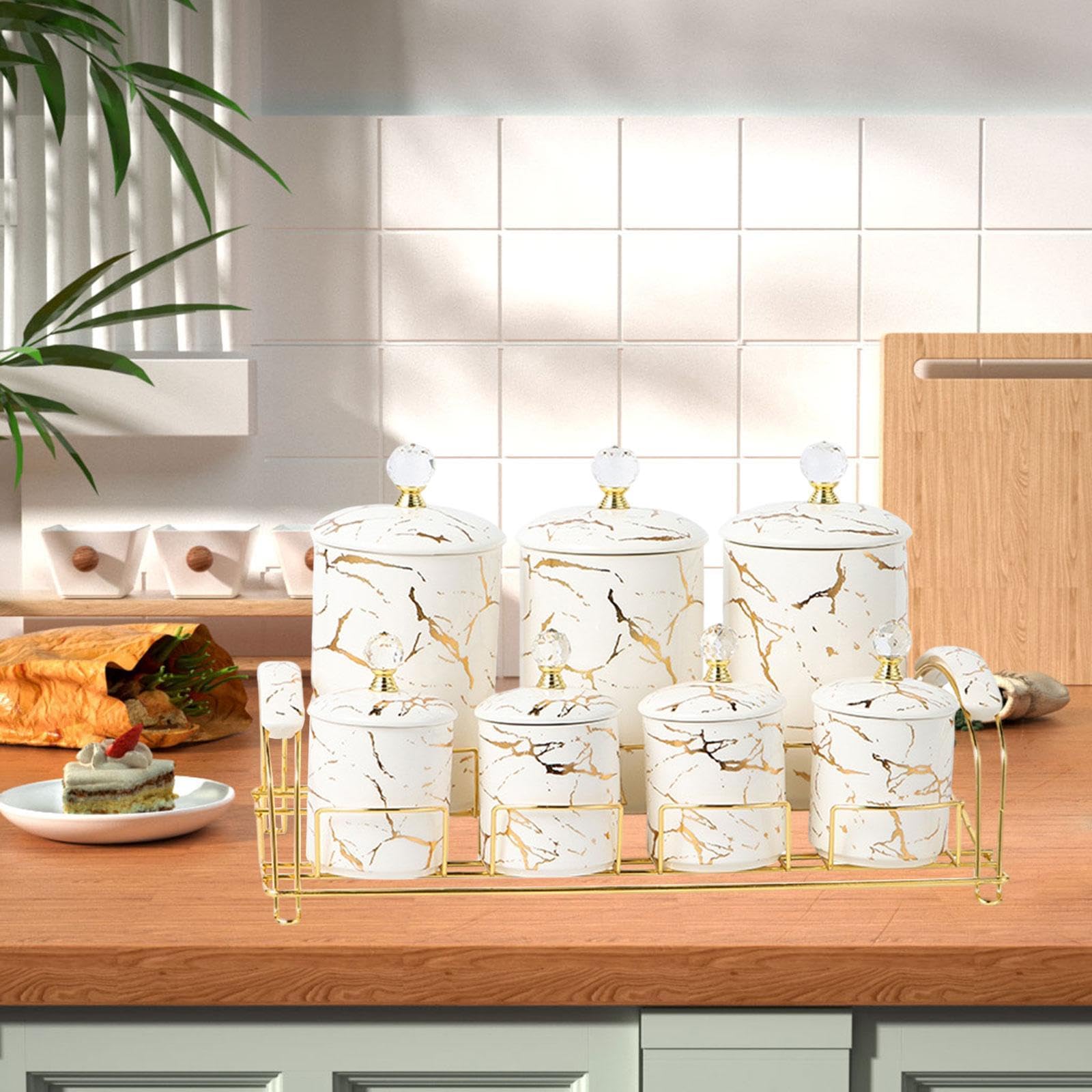 Lot de boîtes en porcelaine pour le stockage des aliments secs – Bocaux décoratifs pour biscuits, collations et apéritifs – Idéal pour l'organisation de la maison et la décoration de la cuisine