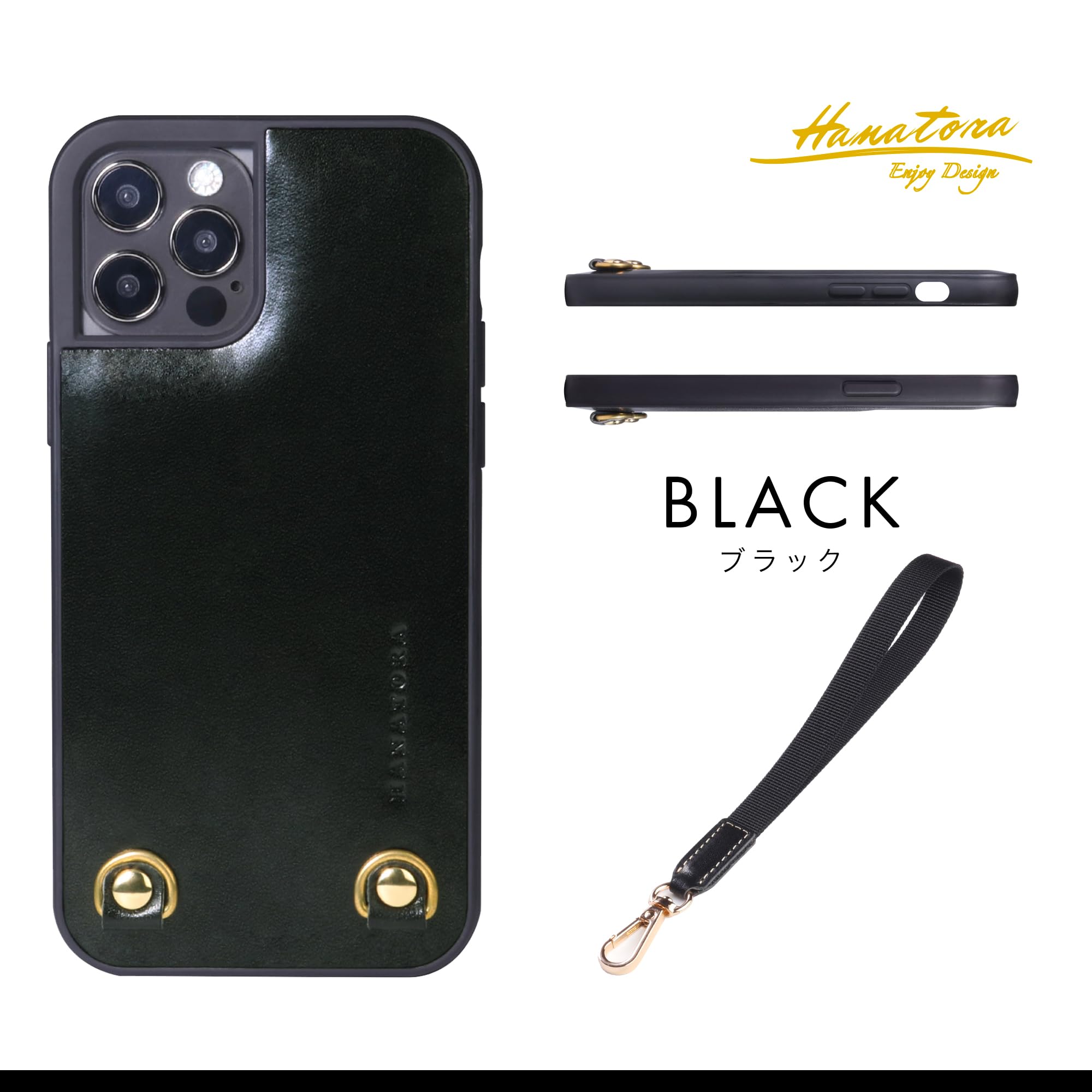 Amazon.co.jp: HANATORA for iPhone 16 ケース 本革 耐衝撃 ストラップ