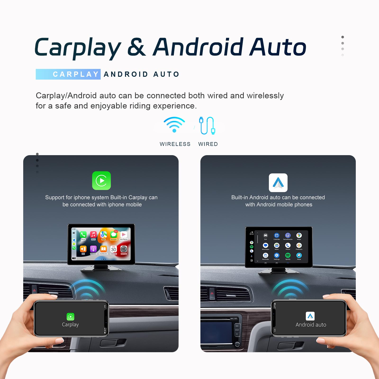 Kamera cofania 10,1 cala HD ekran 2,5D system DVR z 4 kamerami nagrywanie w pętli dla ciężarówek autobusów i maszyn rolniczych 7–32 V kompatybilna z CarPlay i Android Auto monitorowanie postoju IP68