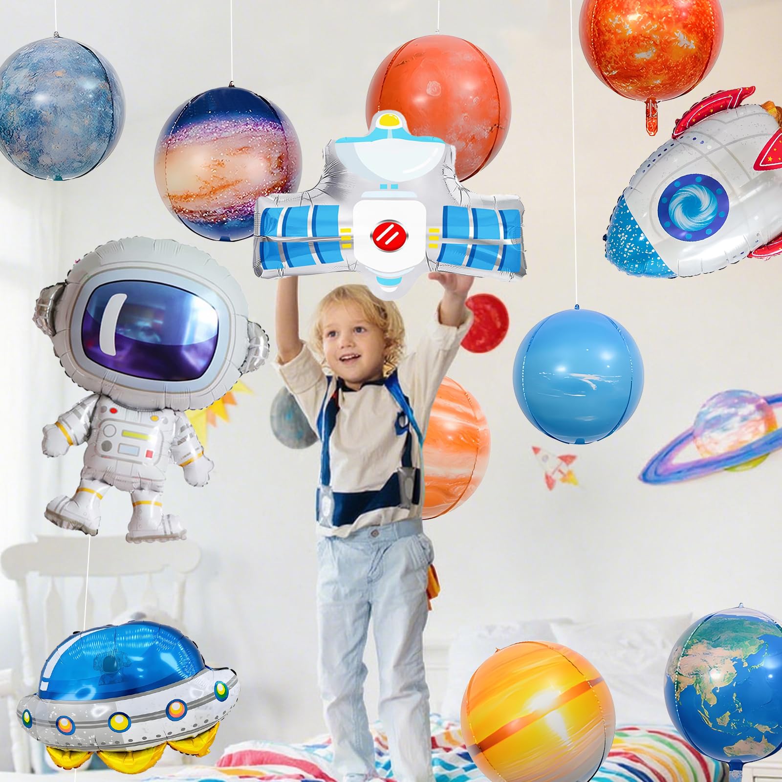 Déco Anniversaire SWOKKTS Decoration Espace 4 Ans, Fond Et Anniversaire Astronaute