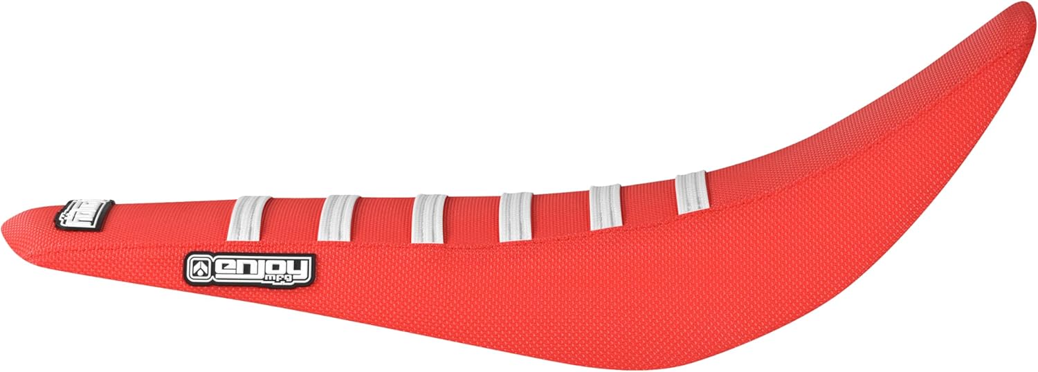 Enjoy Mfg Seat Cover - Compatible with Honda 2014-2018 CRF 125 - #490 (All Red with White Ribs)
