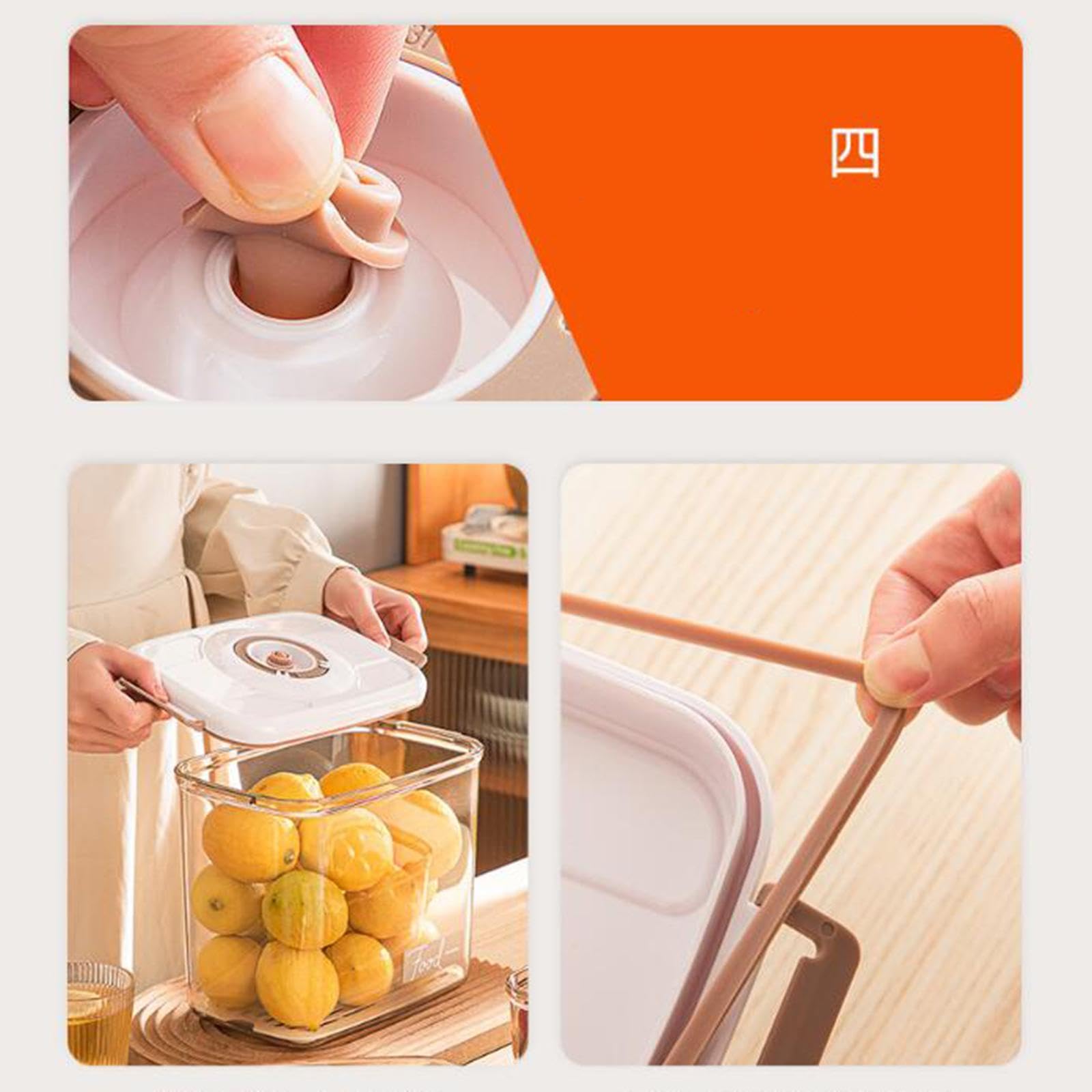Set di 3 contenitori sottovuoto per alimenti per la preparazione dei pasti, per verdure e frutta, 1,45 l