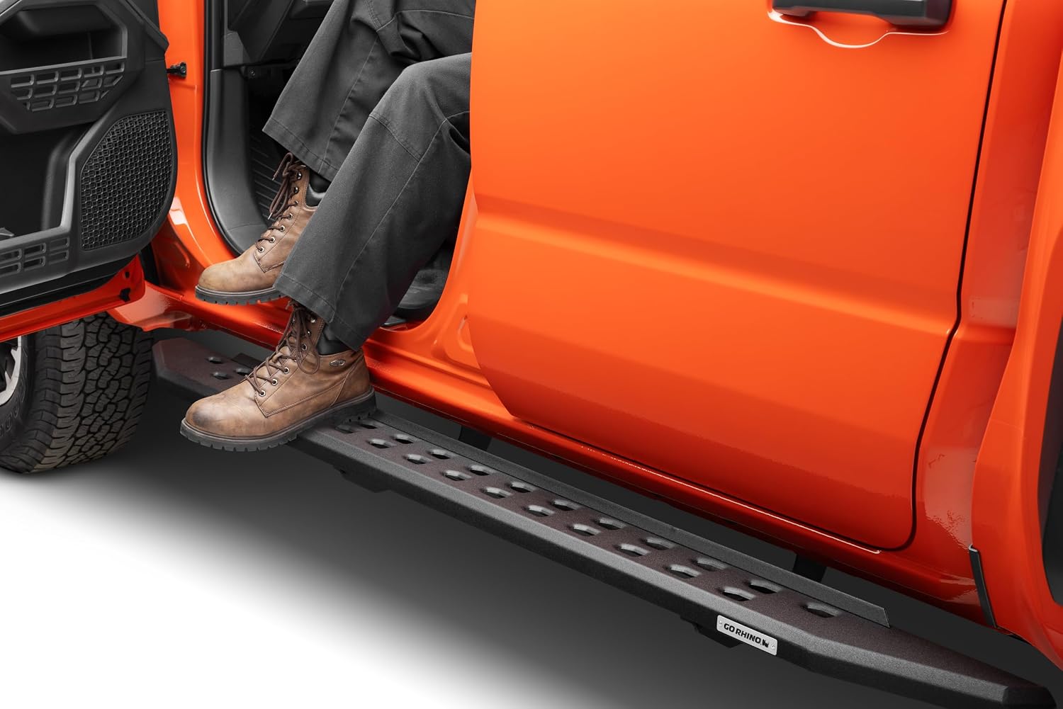 Go Rhino RB20 Slim Running Boards & Brackets | Cab Length, Galvanized Steel, Textured Black | 69443280SPC | Fits 2024 Toyota Tacoma Double Cab