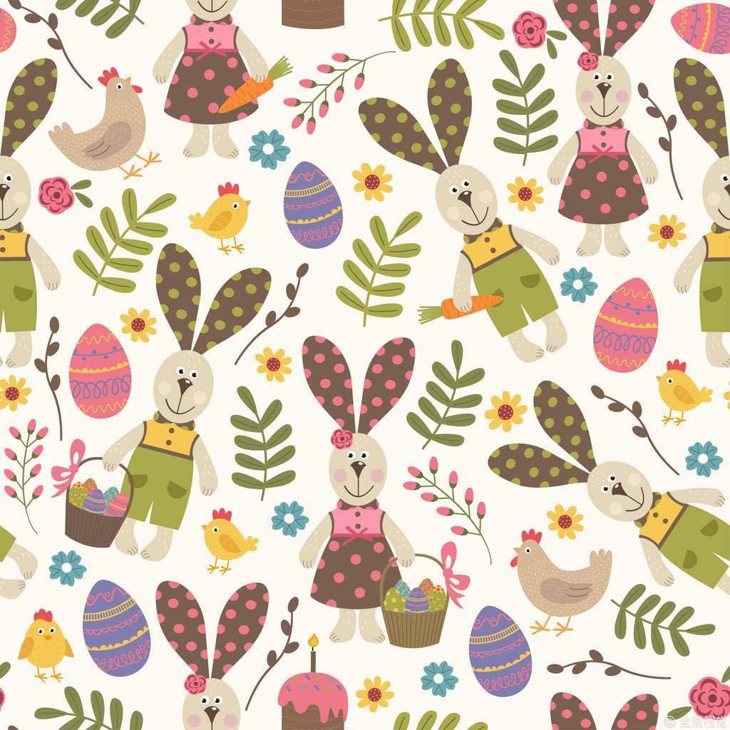 10PCS Easter Cotton Fabric Bundles Rabbit Egg Printed Fat Quarter Fabric Pre-Cut Squares Sheets Fabric for Patchwork Sewing DIY Crafting Quilting Fabric (E, 20" x 20")