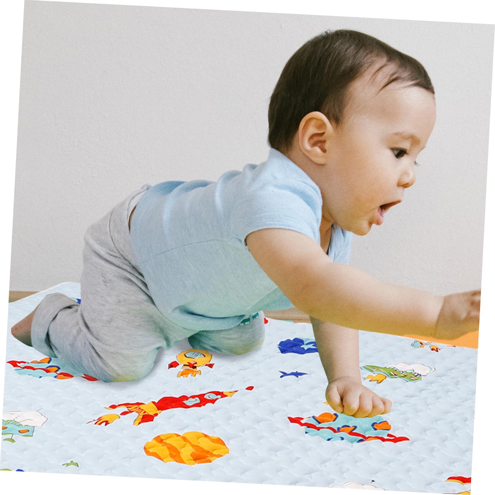 Mikinona Tapis pour Chaise Haute Anti-éclaboussures en Tissu Antidérapant Design Cartoon Polyvalent pour Bébé, pour Protéger le Sol Lors des Repas et Jeux