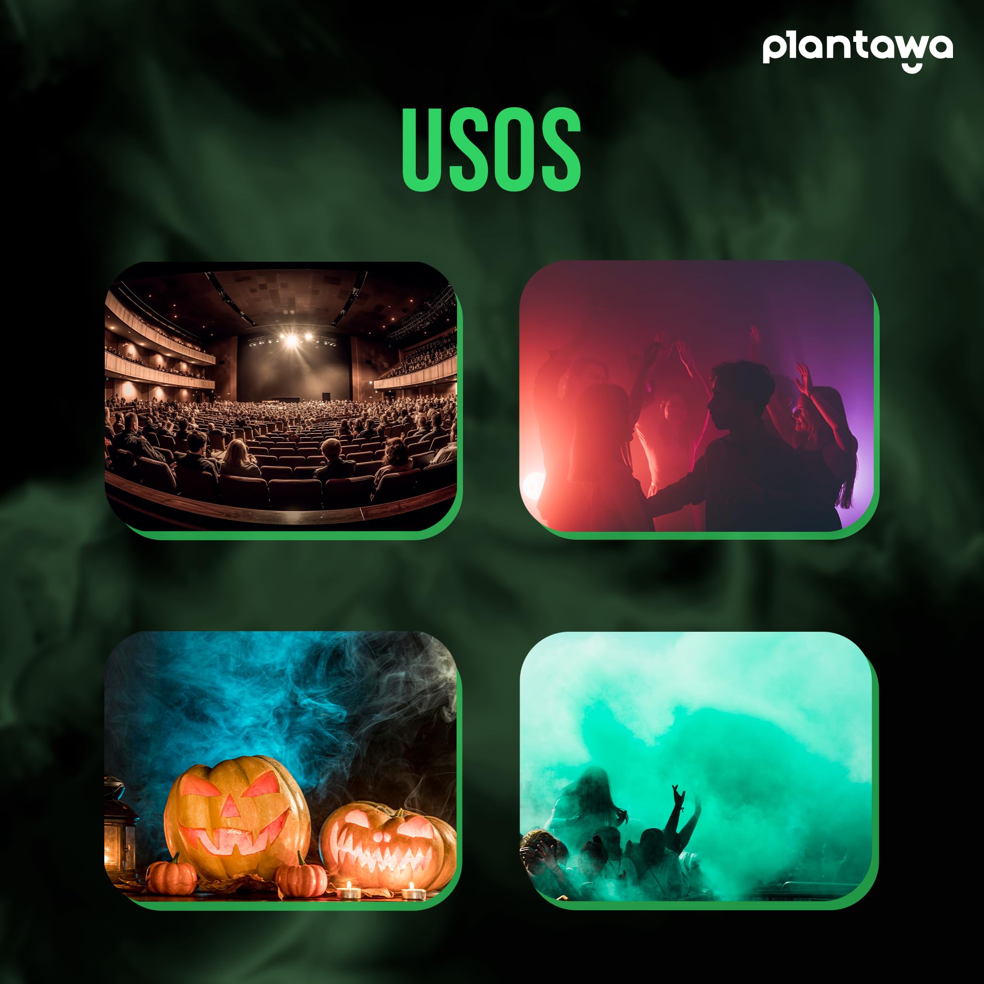 Plantawa Líquido Máquina de Humo Natural 5 Litros | Líquido Máquina Humo Muy Alta Densidad y Larga Duración, Aroma neutro, Seguro para Respiración, Fiestas, Eventos, Discoteca (5 Litros, Verde)