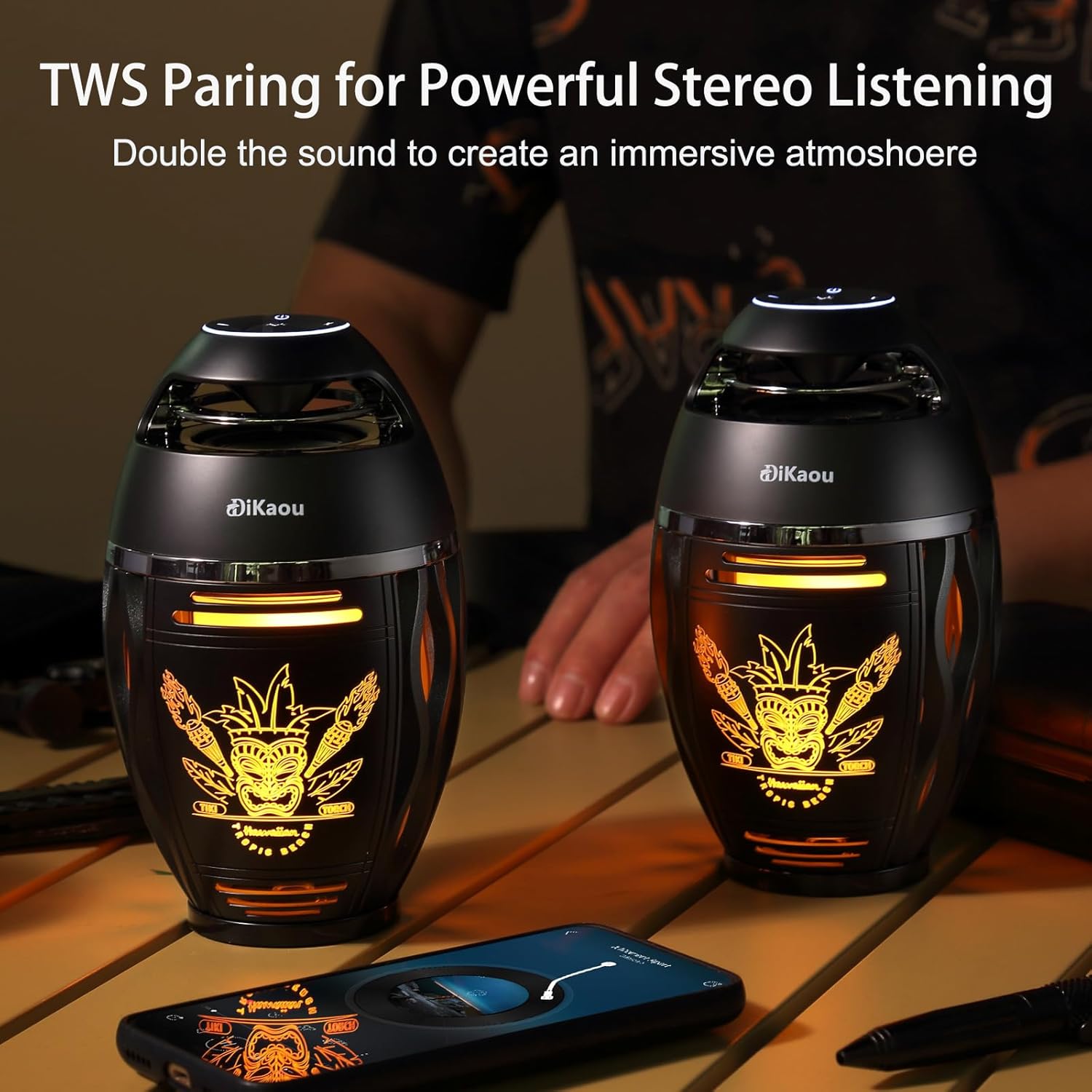 Gifts for Men Women, Bluetooth Speakers Outdoor with Flame Lights, Birthday Gifts for Him/Dad/Husband, Bluetooth 5.3 Wireless Speakers Base, Gift for Mom/wife, Cool Gadget for Patio Garden Yard Party - Image 5