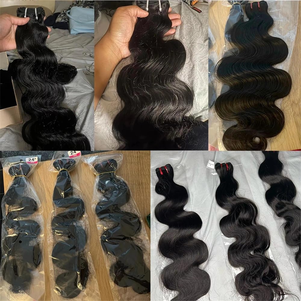 Wykwintne 10-28 cali Podwójne Drawn Virgin Body Wave Bundles 1/3/4 szt. wietnamskie ludzkie włosy nieprzetworzone przedłużanie włosów Szybkie tkanie(28 28 28)