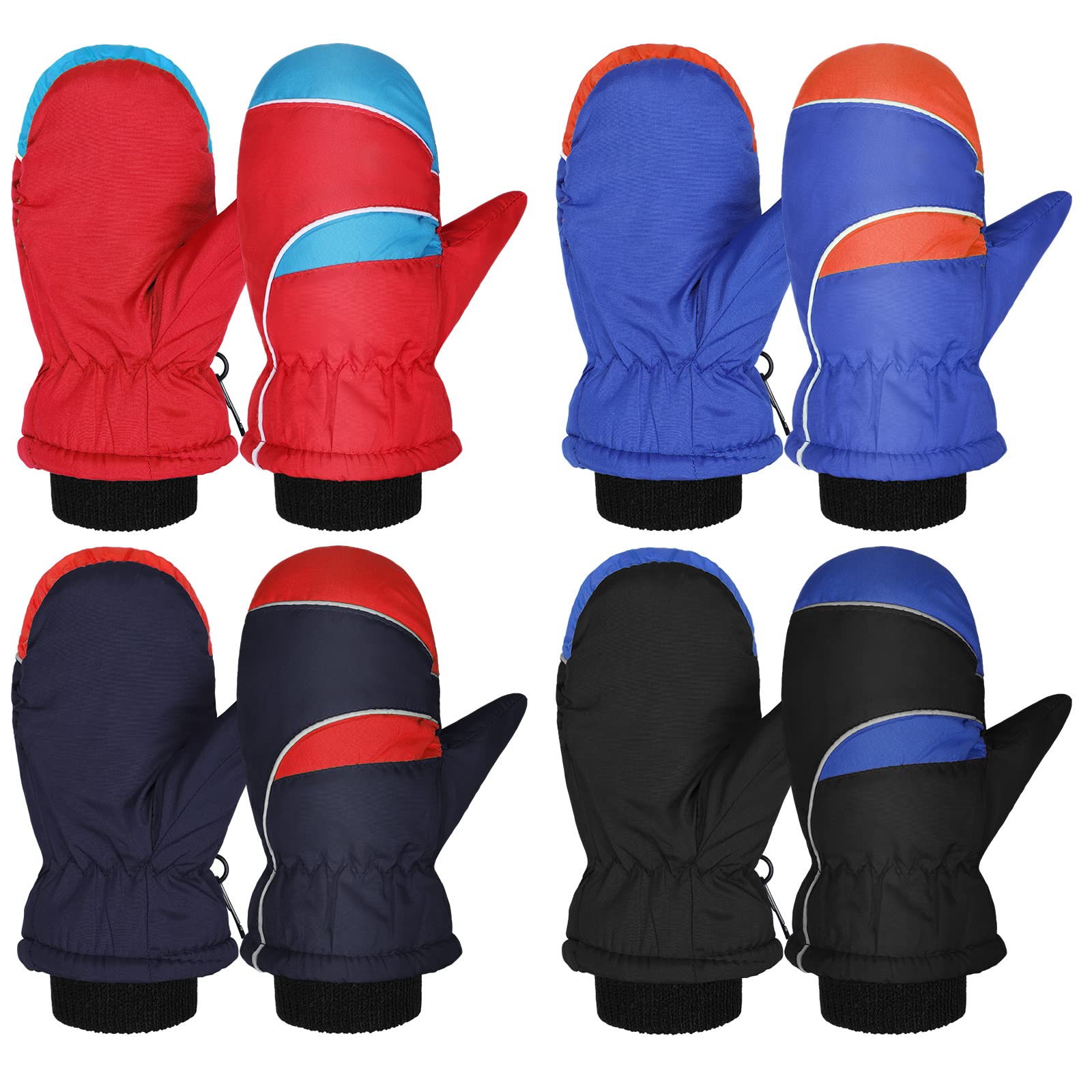 Geyoga 4 Pairs Kids Mitten Waterproof Ski Gloves