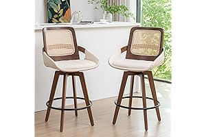 Indulge in Coastal Charm with This Set of 2 Mid-Century Modern Rattan Counter Height Stools