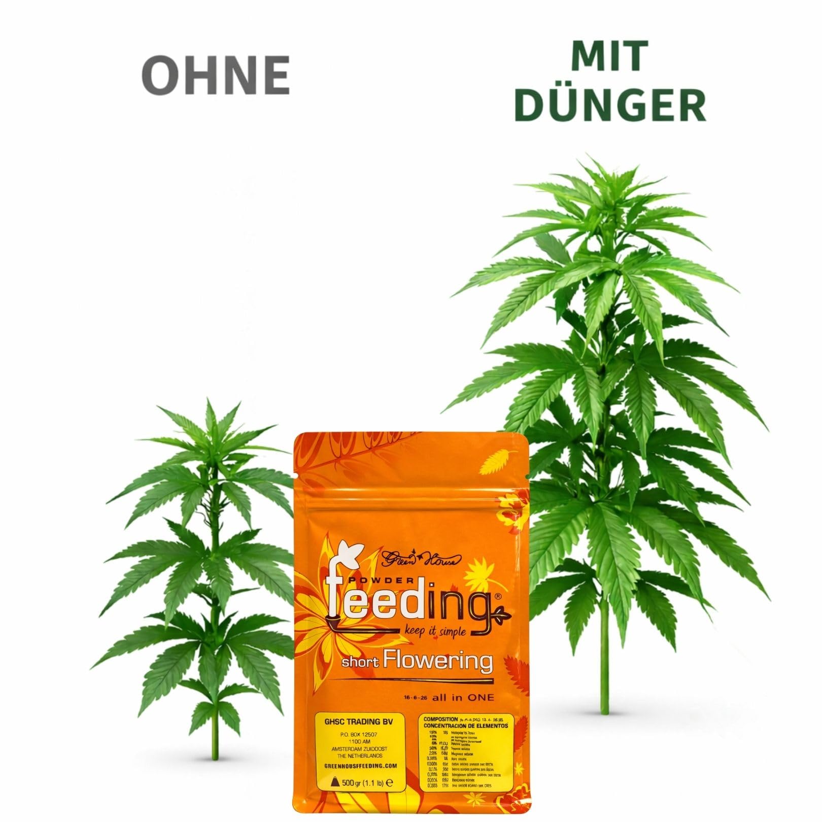 Weedness Green House Feeding Short Flowering 2,5 Kg - NPK Dünger Grow Anbau Indoor Erde Flüssigdünger Organischer Bio