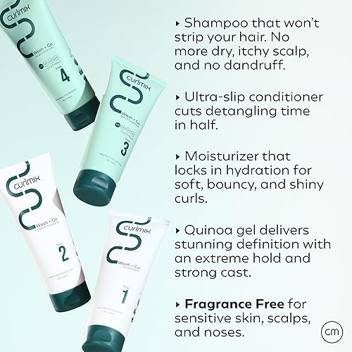 Miniatura 2 de CurlMix Wash & Go System - Juego de champú y acondicionador para cabello rizado de muestra de tamaño de viaje, con humectante y gel de quinua, sin