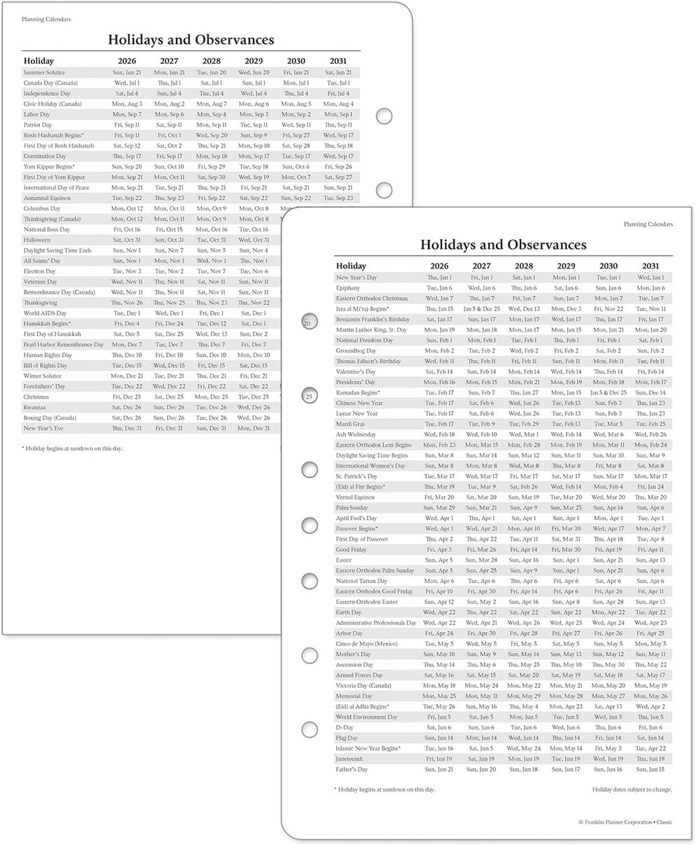 FranklinCovey - Seasons Planner Refill | Weekly Ring-Bound (Classic, Jan 2026 - Dec 2026)