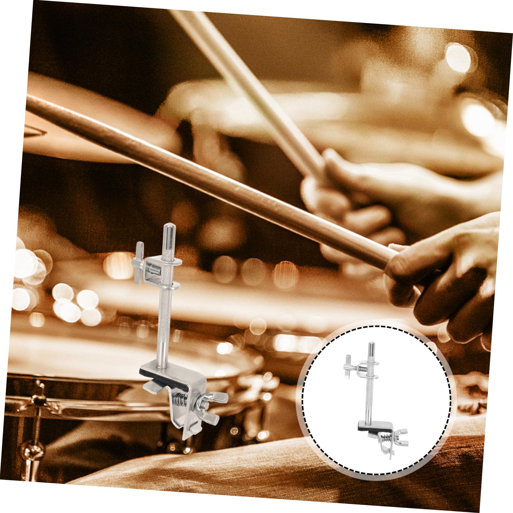 ibasenice Drum Set Multi-clamp Bass Drum Hooks Cowbell Mounting Rod Sturdy Galvanized Steel Drum Accessory