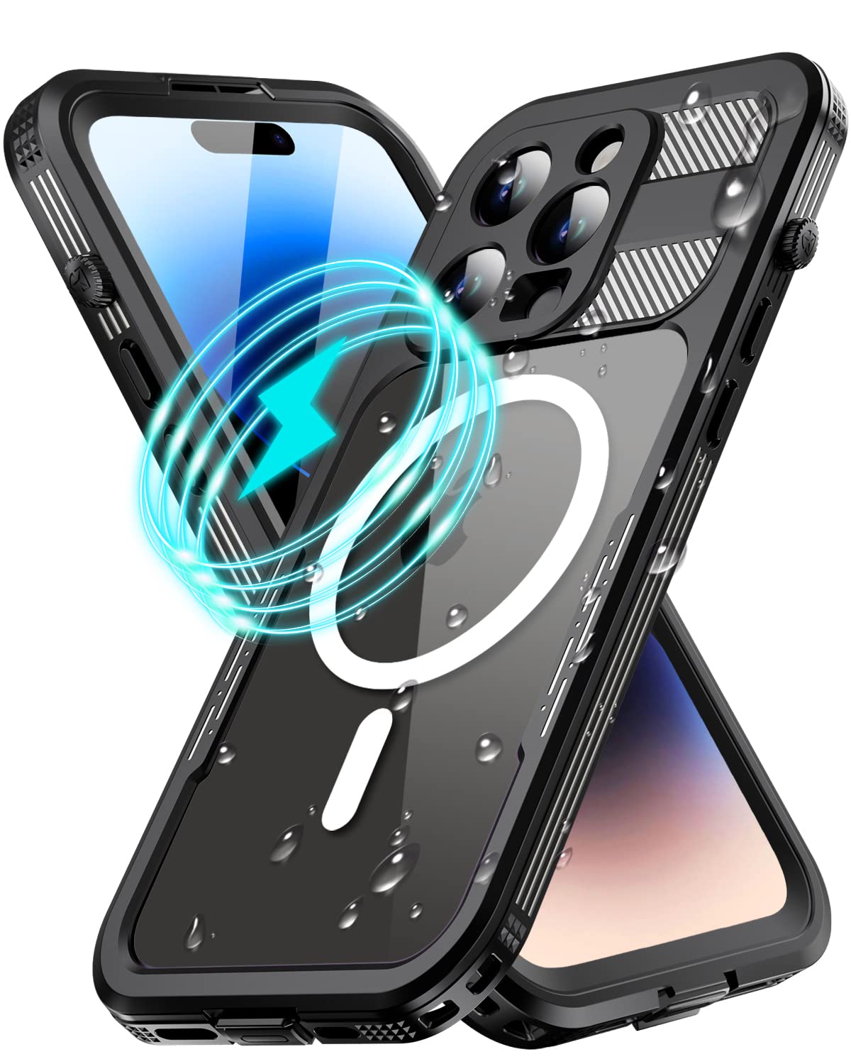 WIFORTfor iPhone 14 Pro Waterproof Case, Bulit-in [Screen Protector][14FT Shockproof][360 Full Body Protection][IP68 Underwater] Built-in Camera Lens Protector Dustproof Cover, 6.1" Black
