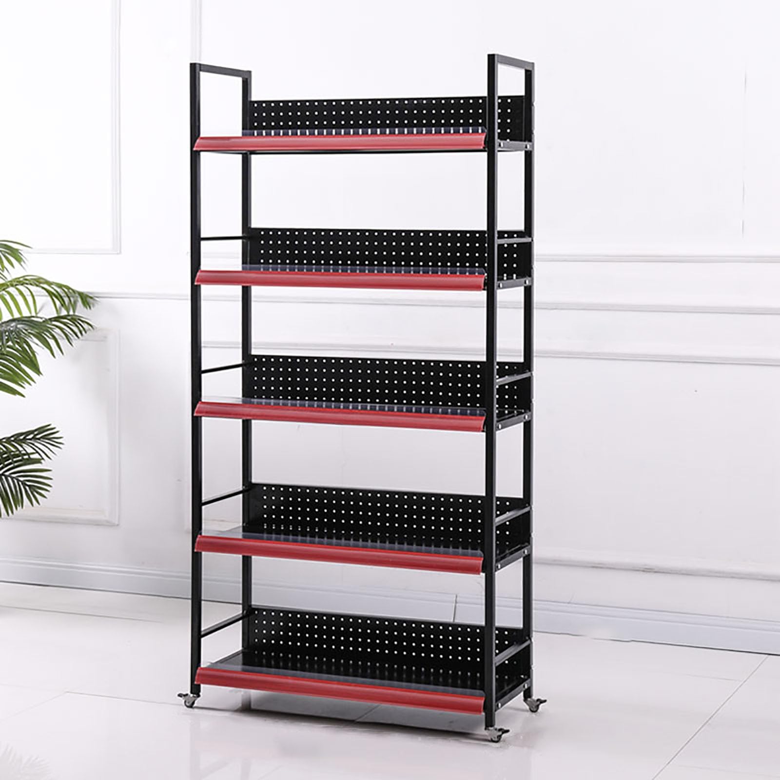 METTEOR Snack Storage Rack,Snack Organizer with 4 Hooks And 4 Wheels, Fruit Vegetable Basket for Store 3/4/5 Layer Stackable Steel Storage Baskets Organizer Cart, for Kitchen Pantry Bathro (One Colo