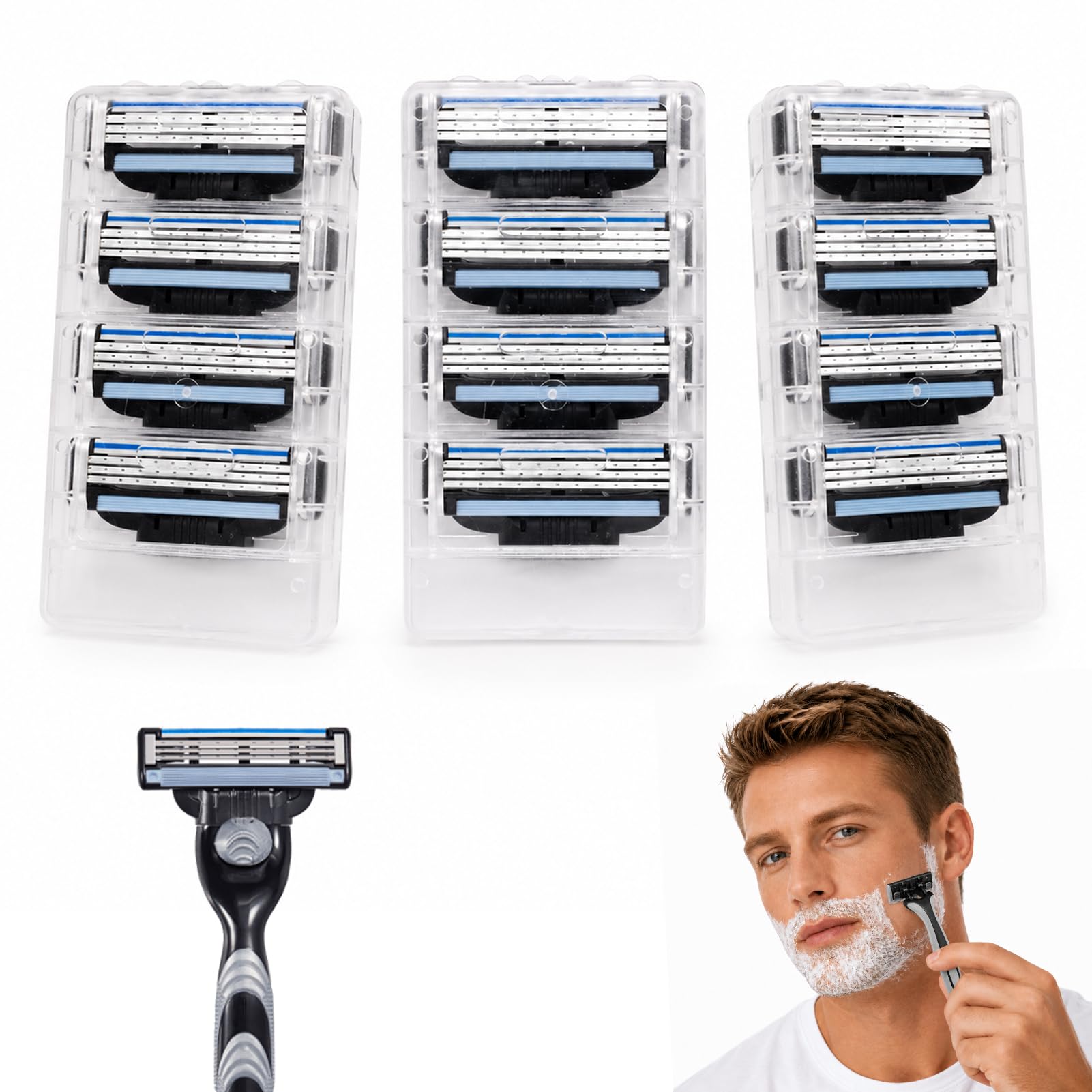 12 Stück Rasierklingen,Rasierklingen Nachfüllungen Für Herren,3-Schicht Nanoklingen Für Sanfte Rasur,Razor Blades Intimate,Geeignet Zum Reinigen Von Bart Und Körperhaaren